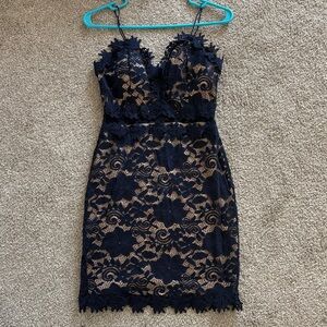 Windsor Midnight Blue Lace Mini Dress